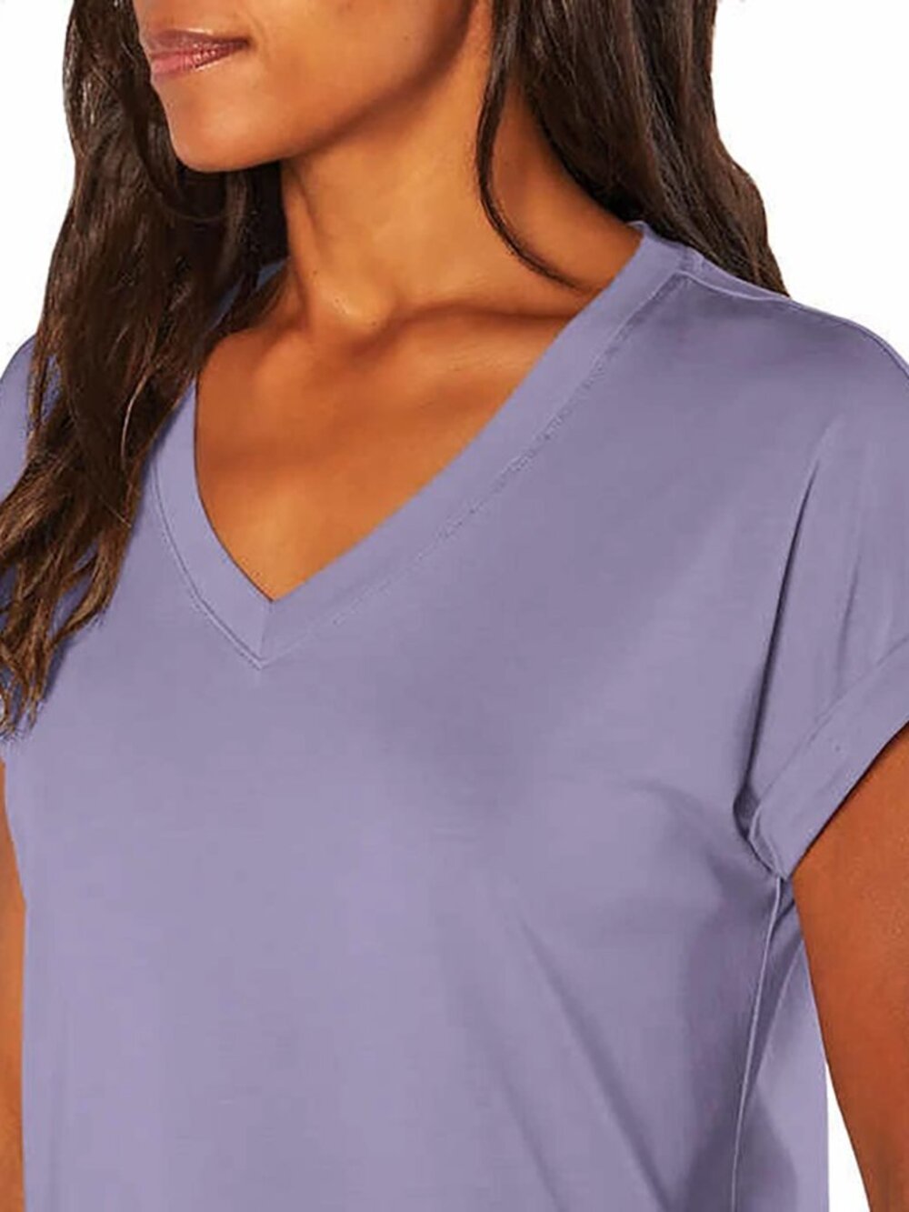 Banana Republic Ladies' Short Sleeve V-Neck TOP PURPLE LARGE